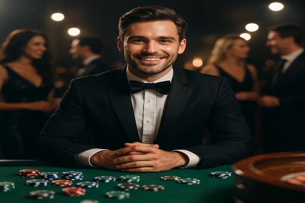 নিয়ন আলোয় সজ্জিত আধুনিক গেমিং প্ল্যাটফর্মের পরিবেশে আকর্ষণীয় উপস্থাপনা