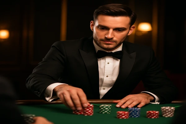 একজন নারী ল্যাপটপে অনলাইন গেম উপভোগ করছেন, চারদিকে জ্বলে উঠা গেমিং প্ল্যাটফর্মের পরিবেশ ছড়িয়ে আছে